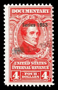 Scott R641 $4.00 1953 Dated Red Revenue Used Fine Cat $15