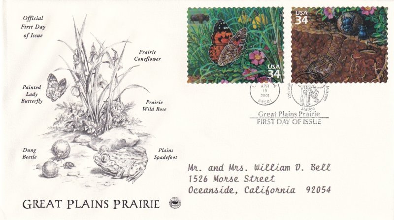 2001, Great Plains Prairie, PCS, FDC (E11508)