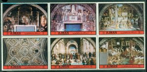 Ajman 1972 Mi#1881-1886 Frescoes by Raphael MLH