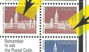 CANADA 1989 BKLT PANE MUTIPLE PRINT FLAWS SCOTT 1189a VF MINT NH (BS19027)