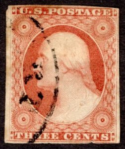 1855, US 3c, Washington, Used, Sc 11