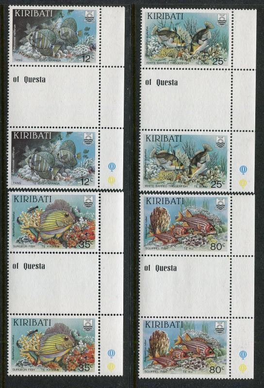 Kiribati 452-455, MNH, 1985. Marine Life Gutter pair. x29392