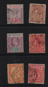 St Vincent 1899-1932 selection of 6 used definitives