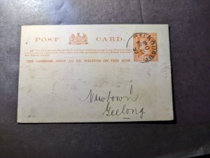 1899 Australia Victoria Postage Postcard Cover Melbourne Victoria to Geelong