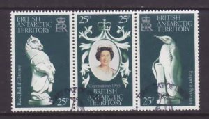 British Antarctic Territory-Sc#71a-c- id4-used set-QEII-25th Coronation-1978-