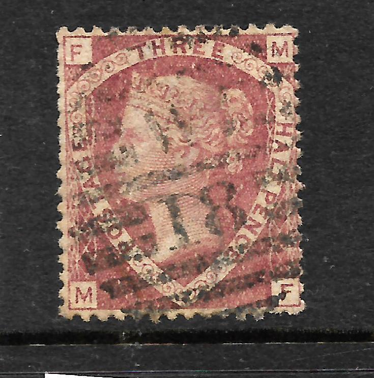 GREAT BRITAIN  1870  1 1/2d    QV    FU   PLATE 3   SG 52