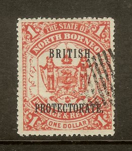 North Borneo, Scott #118, Overprinted $1 Coat of Arms, Used