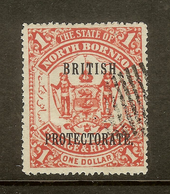 North Borneo, Scott #118, Overprinted $1 Coat of Arms, Used