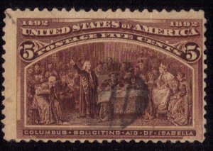 US Sc 234 Used 5c Chocolate F-VF