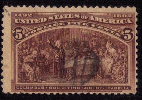 US Sc 234 Used 5c Chocolate F-VF