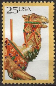 US 2392 (used) 25¢ carousel animals: camel (1988)