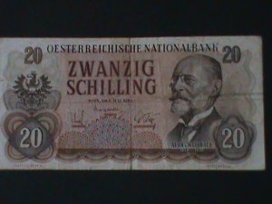 AUSTRIA-1956 AUSTRIAN NATIONAL BANK-$20 SCHILING-CIRCULATED-VF-68 YEARS OLD