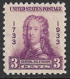 USA 1933 Georgia Bicentennial Issue General Oglethorpe Sc 726 MLH