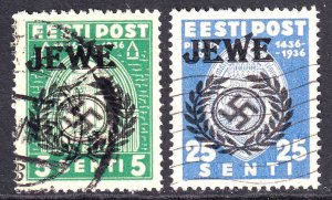 ESTONIA 134, 137 WW2 JEWE OVERPRINTS CDS VF SOUND