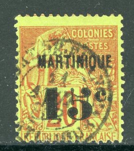 Martinique 1887 French Colony 15¢/20¢ First Issues Scott #18 VFU D789
