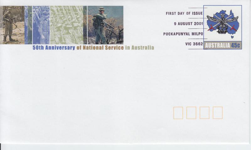 2001 Australia 50th Anniversary National Service SE FDC