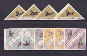 SA24b Croatia 1952 Birds, mint pairs and stamps imperf