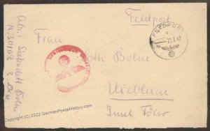 3rd Reich Germany 1942 WWII Kriegsmarine Navy Tirpitz Battleship Feldpost 109953