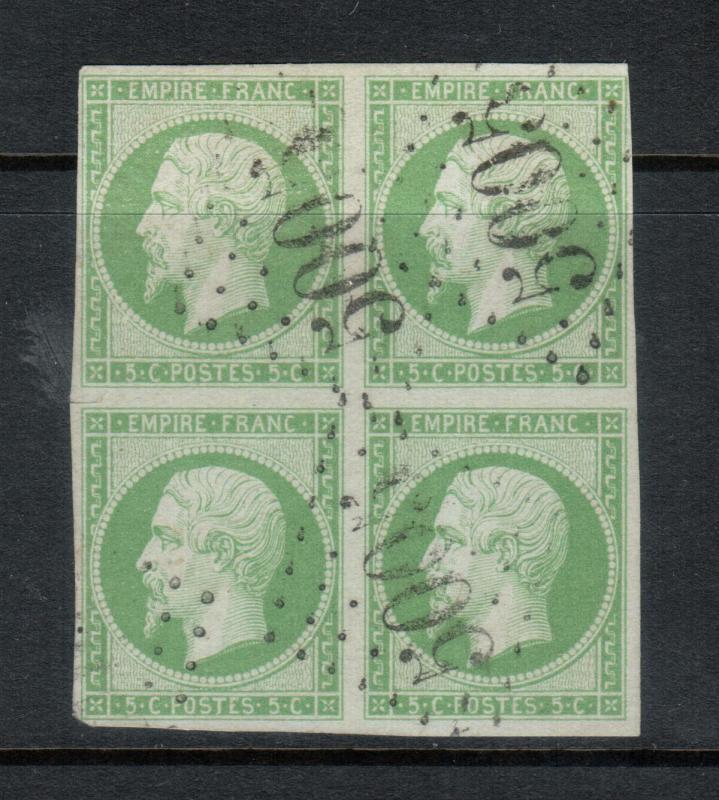 France #13 (Y & T #12) Very Fine - Extra Fine Used Block **With Certificate**