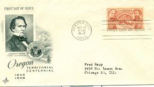 SCOTT # 964 FDC, OREGON TERRITORY, ARTCRAFT CACHET, TYPED ADDRESS, GREAT PRICE!