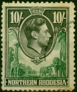 Northern Rhodesia 1938 10s Green & Black SG44 Good Used