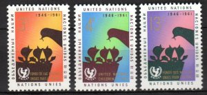 1961 UN New York 111-113 Bird feeding chicks - UNICEF