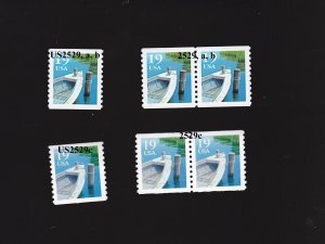 Triples 19c Fishing Boat US #2529, US 2529a, US 2529b, US 2529c Lot (4) MNH F-VF