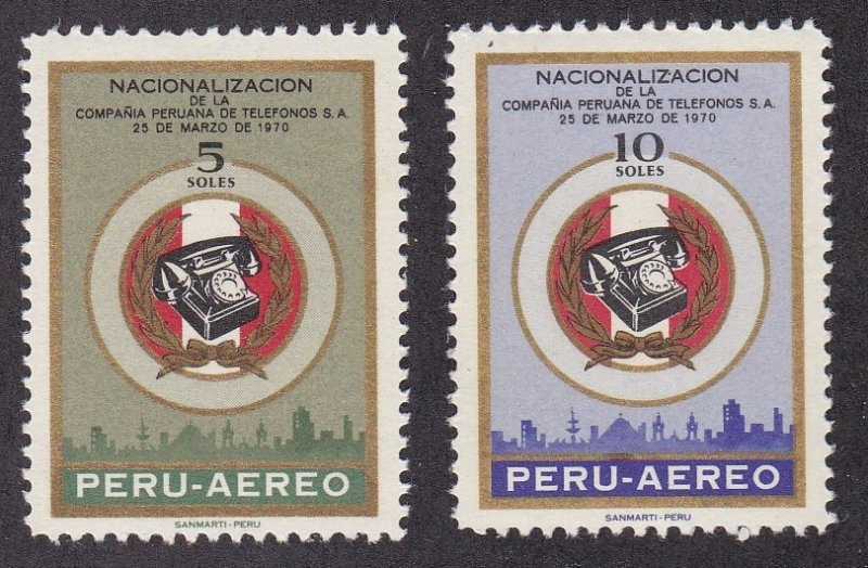 Peru # C288-289, Telephone System Nationalization, NH, 1/2 Cat.