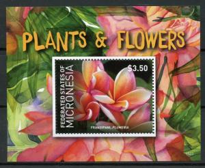 Micronesia 2015 MNH Plants & Flowers Frangipani Plumeria 1v S/S Flora Stamps