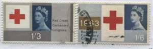  QEII 1963 Red Cross 1/3d and 1/6d Phosphor used  