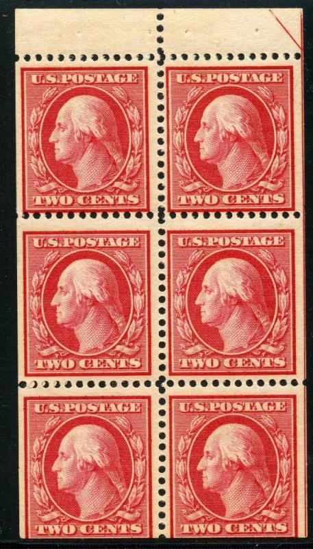 UNITED STATES SC# 375a BOOKLET PANE OF SIX MINT NEVER HINGED AS SHOWN AN