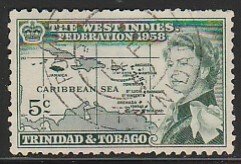 TRINIDAD & TOBAGO 86, MAP OF THE WEST INDIES. USED. F-VF. (362)