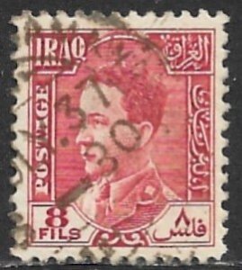 IRAQ 1934-38 8f Deep Red KING FAISAL II Portrait Issue Sc 66 SG 177 VFU