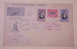 TONGA  PRE FDC #72-3  OCT 11,1937 (NOT 12 OCT 1938) NUKUALOFA 3 DIFF. CANCELS