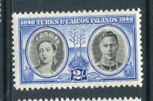 TURKS CAICOS; 1948 early GVI pictorial issue Mint hinged Shade of 2s. value