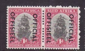 South Africa-Sc#o45- id9-unused og NH 1p official pair-Ships-1950-54-
