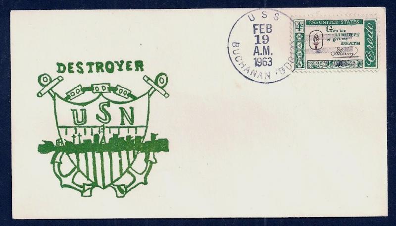 US NAVAL COVER USS Buchanan DDG14 Cacheted 1963