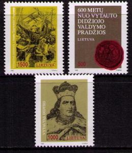 LITHUANIA Sc# 442 - 444 MNH FVF Set of 3 Grand Duke Vytautas