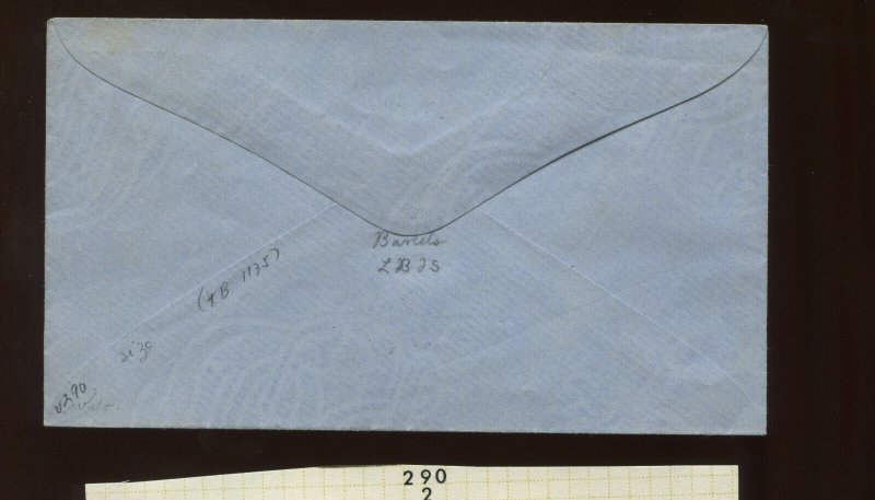 Scott U290 RARE Washington Die 82 on Blue Stamped Envelope (UPSS 857) SCV $1600