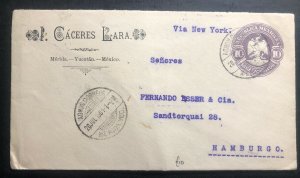 1901 Merida Yucatan Mexico Postal Stationery Cover To Hamburg Germany Via NY