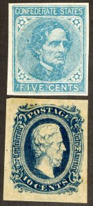 Confederate CSA Stamps # 7+11 MLH VF 4 Margins