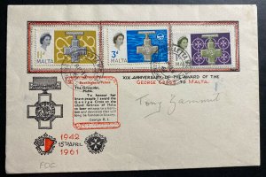 1961 Valleta Malta First Day Cover FDC XIX Anniversary Of The Award George Cross