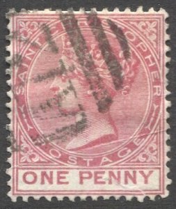 ST CHRISTOPHER 1882 Sc 9, Used  VF 1d  QV -  A12  Cancel