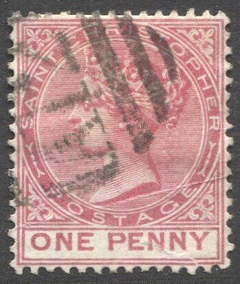 ST CHRISTOPHER 1882 Sc 9, Used  VF 1d  QV -  A12  Cancel