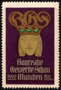 1912 Germany Poster Stamp Bavarian Trade Show In Munich May-October