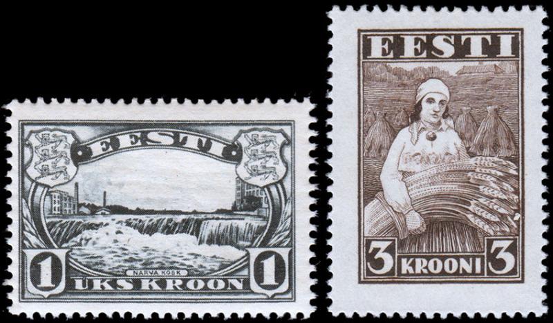 Estonia Scott 112, 116 (1933, 1935) Mint NH/H VF, CV $15.80