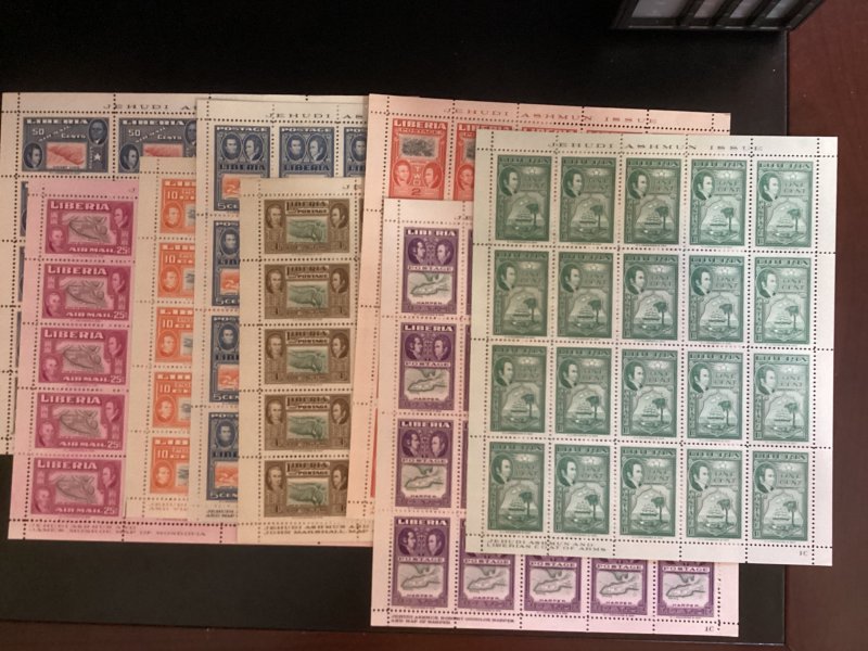 Liberia Lot 332-337 C68-69 full sheets + Engraved Sheetlets black center+ ERROR