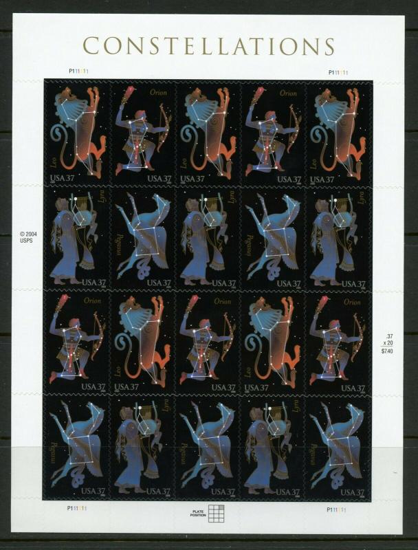 UNITED STATES  SCOTT#3945/48  37c CONSTELLATIONS SHEET OF 20  MINT  NH