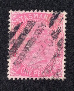 Tasmania 1878 1p rose Victoria, Scott 60 used, value = $1.25