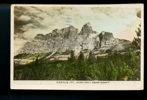 ? 1936 to USA Castle mountain near Banff, used post card Canada